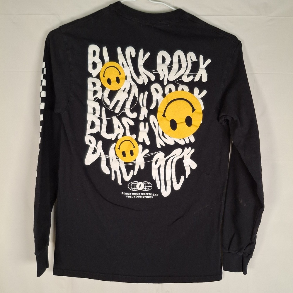Black Rock Coffee Bar Adult Small Long Sleeve Shirt Fuel Your Story Heavy Cotton